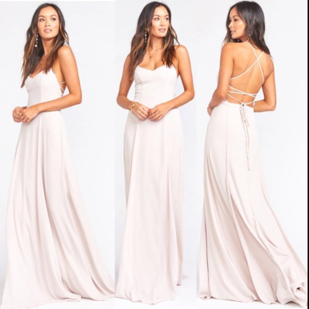Show Me Your MuMu Godshaw Goddess Gown Dress Sz xl Show Me Your Ring Beige nwot
